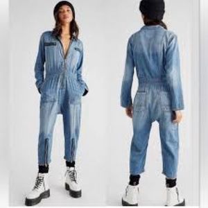 Free People Sandrine Rose Pinstripe Jumpsuit NWT